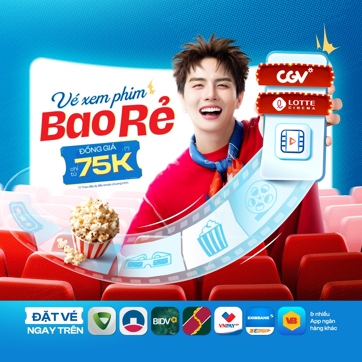 Xem phim thả ga giá chỉ 75.000 đồng khi đặt vé CGV, Lotte 